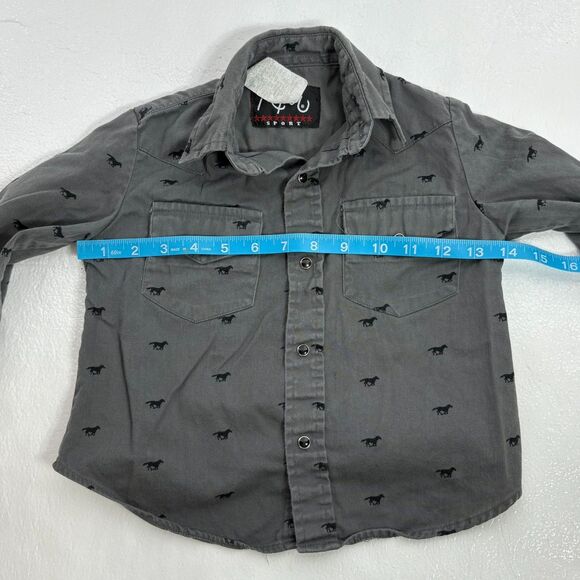 Roper Sport Vintage Western Rodeo Gray Black Pearl Button Down Long Sleeve Kids5 - Picture 9 of 10
